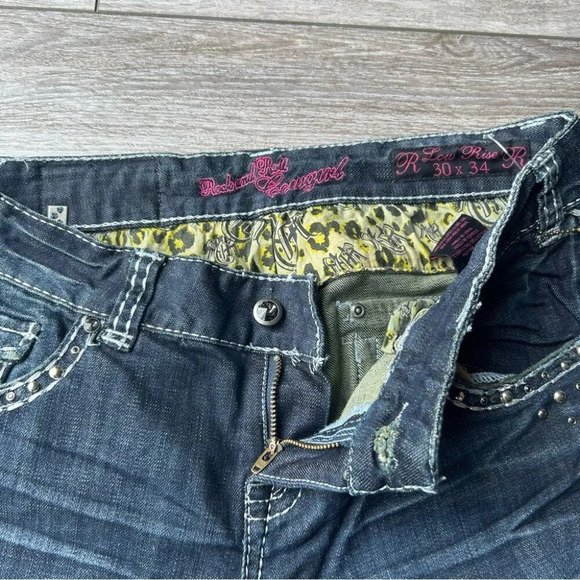 NWT Rock  And Roll Cowgirl Studded Low Rise Bootcut Jeans - Picture 6 of 13